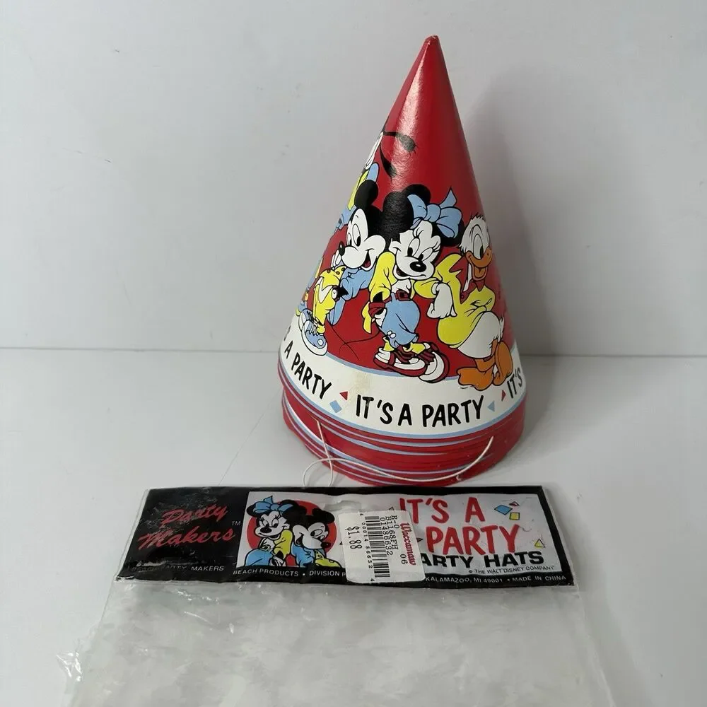 9‎ Vintage Disney Party Hats Mickey Minnie Goofy Junk Journal Photo Booth Prop